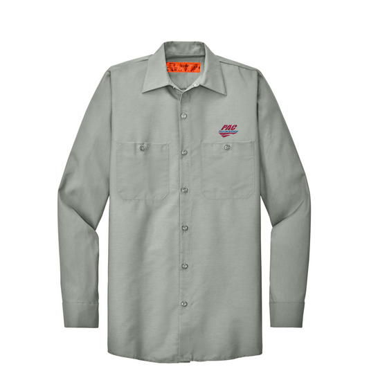Red Kap Long Size  Long Sleeve Industrial Work Shirt — Light Grey