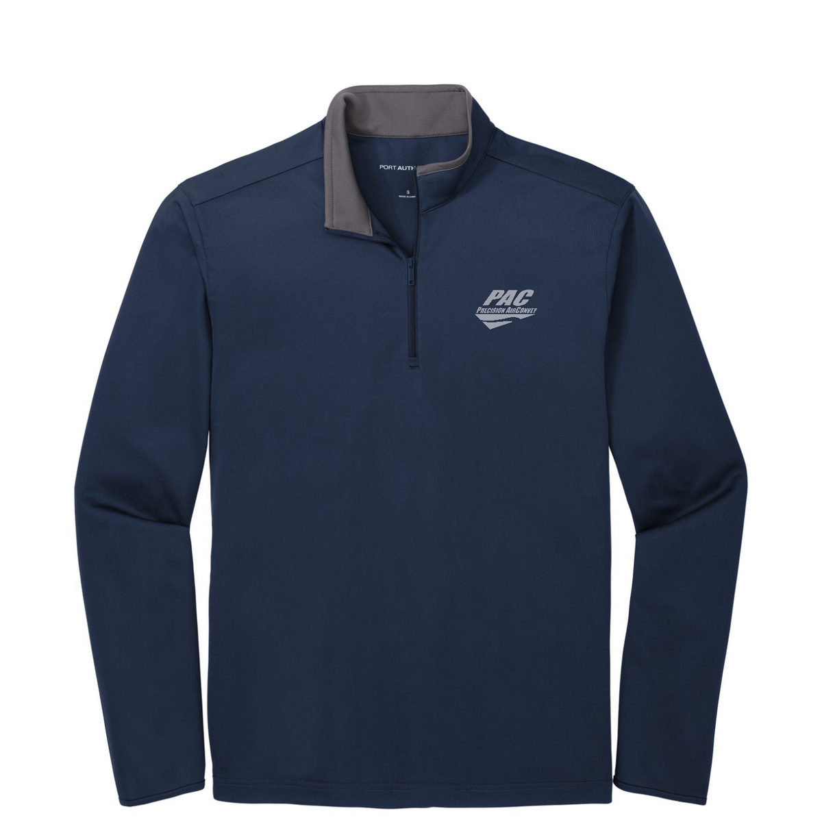 Port Authority  Silk Touch  Performance 1/4-Zip — Navy/ Steel Grey