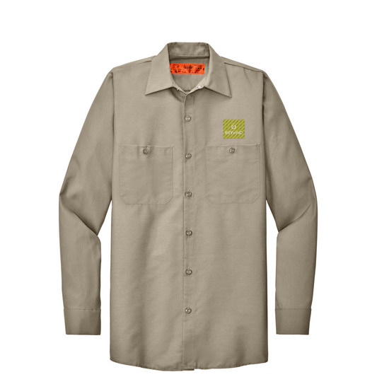 Red Kap Long Size  Long Sleeve Industrial Work Shirt — Light Tan