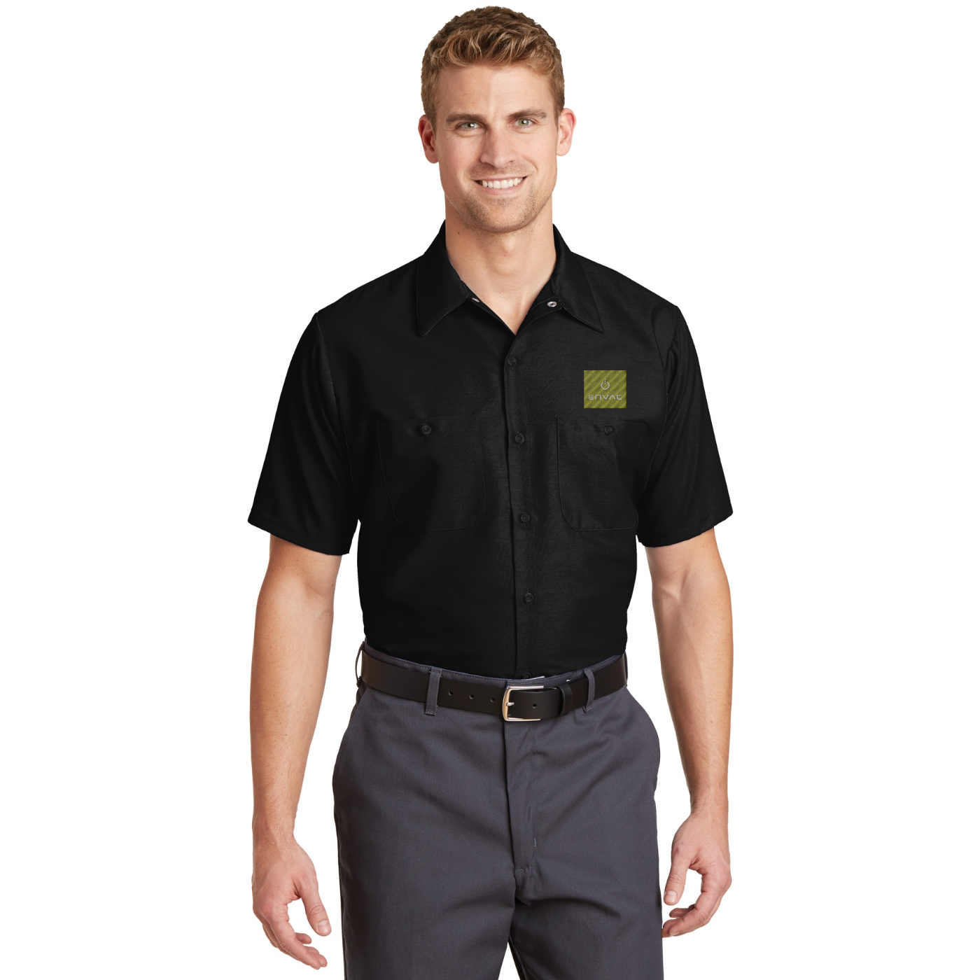 Red Kap Long Size  Short Sleeve Industrial Work Shirt — model