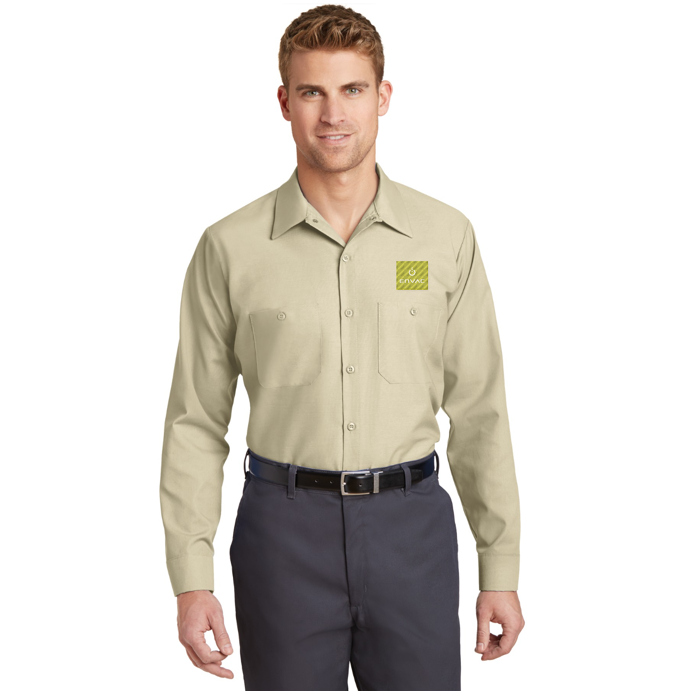Red Kap Long Size  Long Sleeve Industrial Work Shirt — model